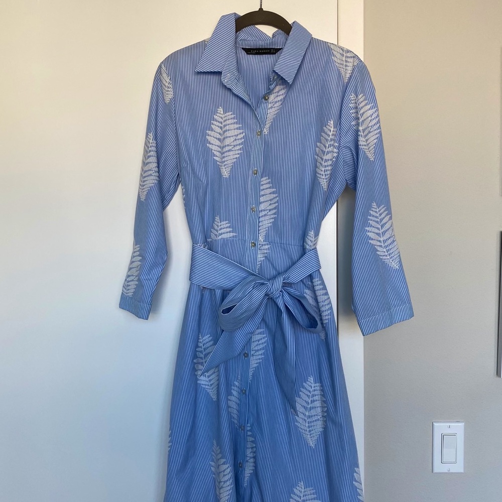 Zara Striped Embroidered Tunic Dress.